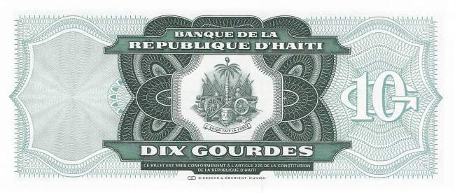 10 Gourdes p256a 1991 Haiti